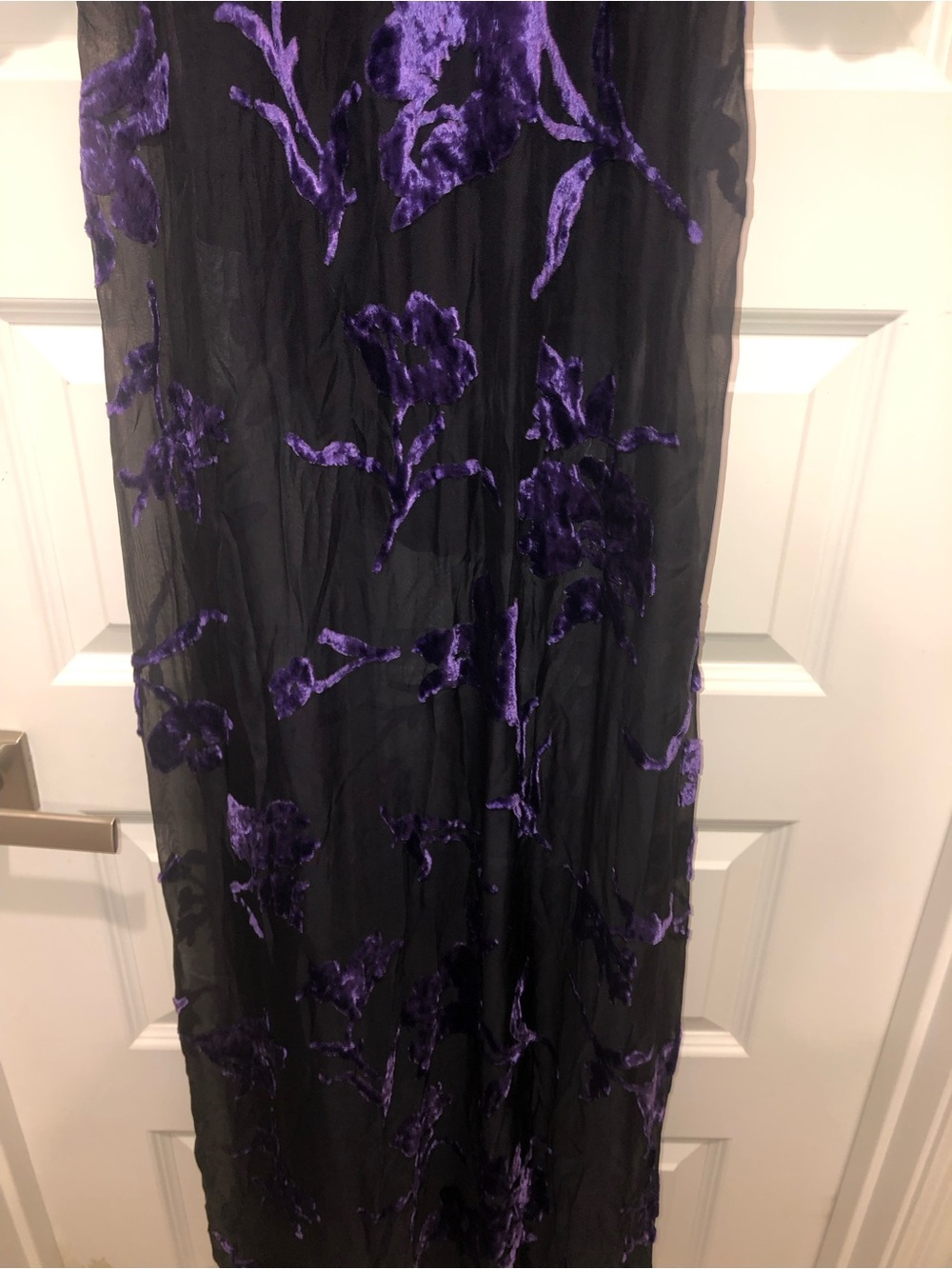 Free People Dahlia Black Purple Floral Burnout Witchy Dress Maxi Gown sz M - Picture 6 of 9